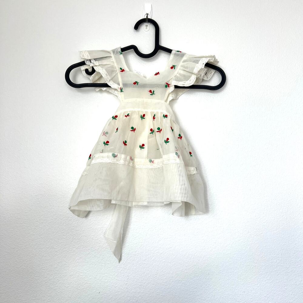 Vintage A BayBee Off White Red Cherry Frock Airy Cottagecore Fairy-tale Chic